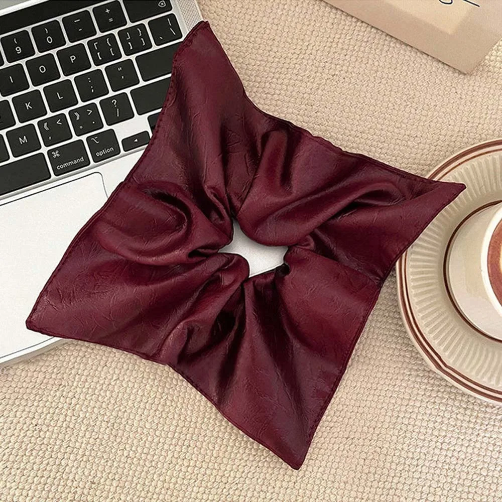 Korean Style Square Leather Hair Tie Elastic Solid Color Large Intestine Hair Ring Soft PU Sweet Soft PU Scrunchies Friends