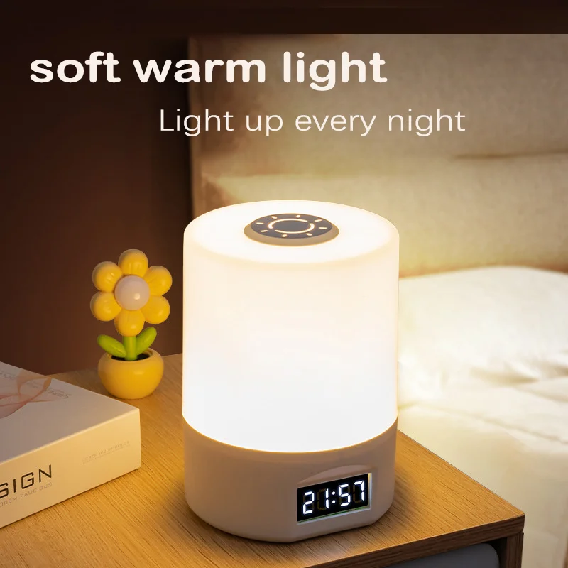 

USB Night Light charging Three Dimming color tuning Eye Protection Touch Switch Time Display Student Bedroom Desktop Desk Lamp
