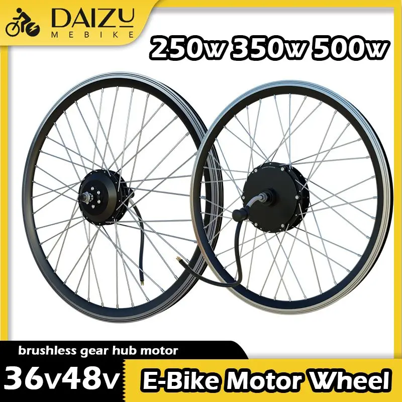 250W 350W 500W 36V 48V Electric Bike Motor Wheel 20”24”26”27.5”700C Front Rear Wheel Brushless Gear Hub Motor Conversion Kit