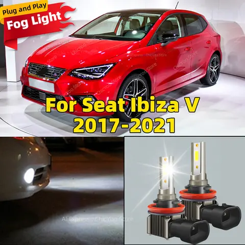 Bombilla LED de luz antiniebla delantera, 2 uds., 15000LM, lámpara antiniebla 6000K, accesorios Plug and Play para Seat Ibiza V 2017 2018 2019 2020 2021