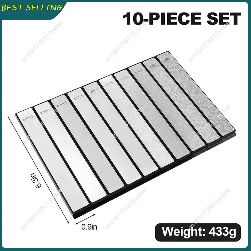 

N09R-10Pcs Diamond Whetstone Knife Sharpener For Ruixin Edge Knife 80, 120, 200, 400, 500, 600, 800, 1000, 1500, 2000 Set Durabl