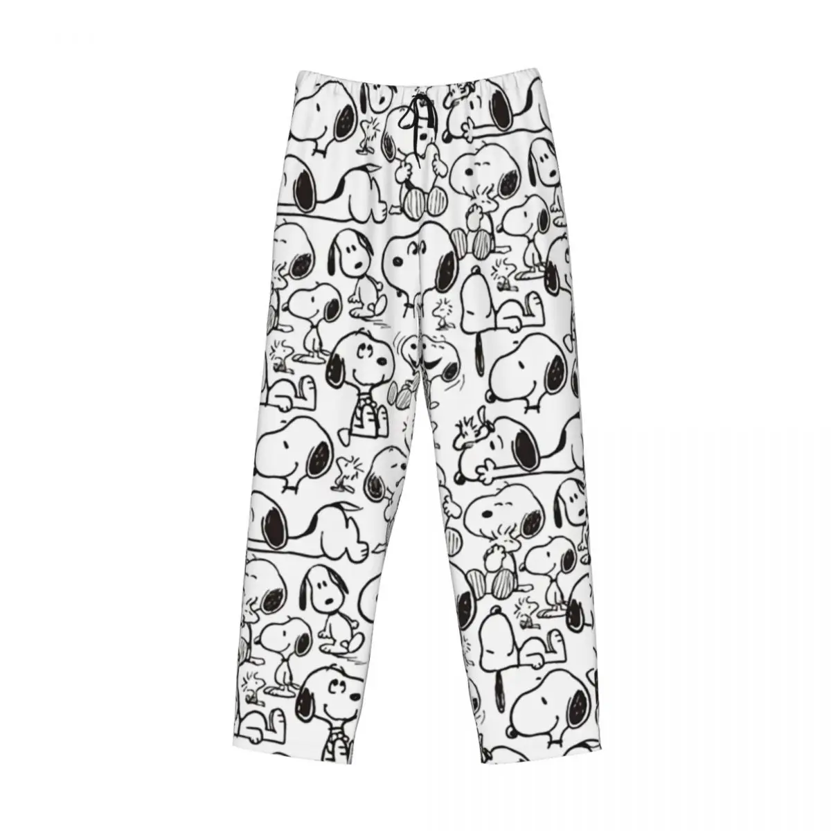 Pantalones de pijama personalizados para hombres, ropa de dormir con patrón de sonrisa de Snoopy, pantalones elásticos con bolsillos