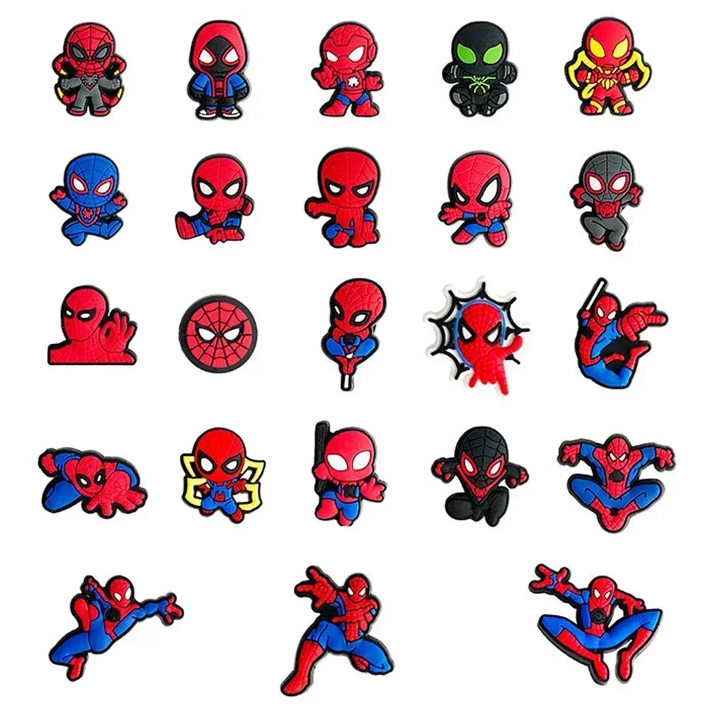 One Piece Spiderman PVC Shoe Decoration for Croc Charms Accessories DIY Shoe Crocs for Jibz Buckle Wholesale Kid Boy Gifts Set