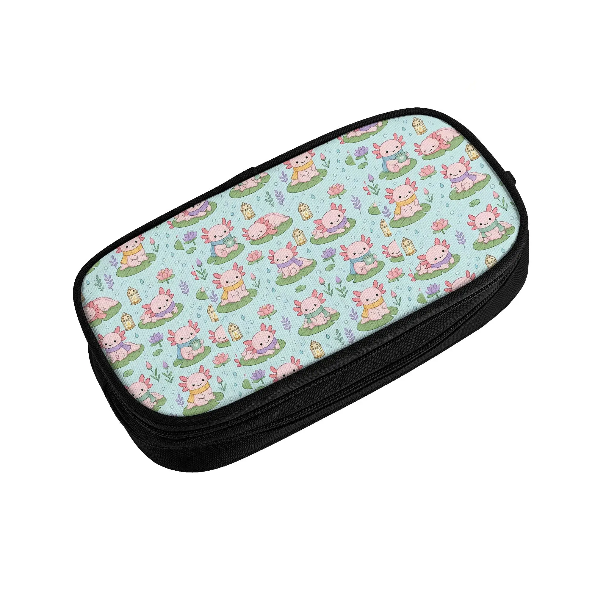1 piece Lightweight Cute Axolotl Cozy Pond Pattern Pencil Case Girls Pen Bag Axolotls Office Pencil Pouch