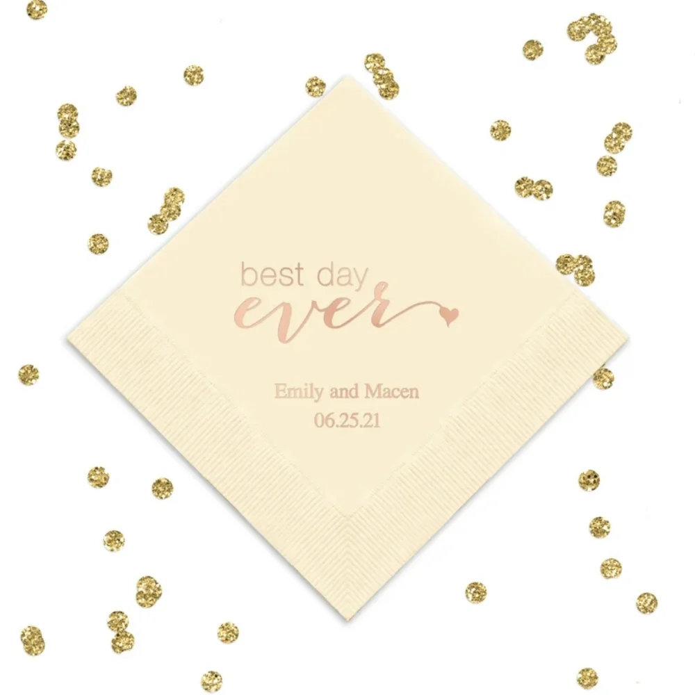 

Personalized Paper Napkins, Best Day Ever Design, Wedding Napkin, Anniversary, Cocktail, Luncheon, Birthday, 50 Pcs