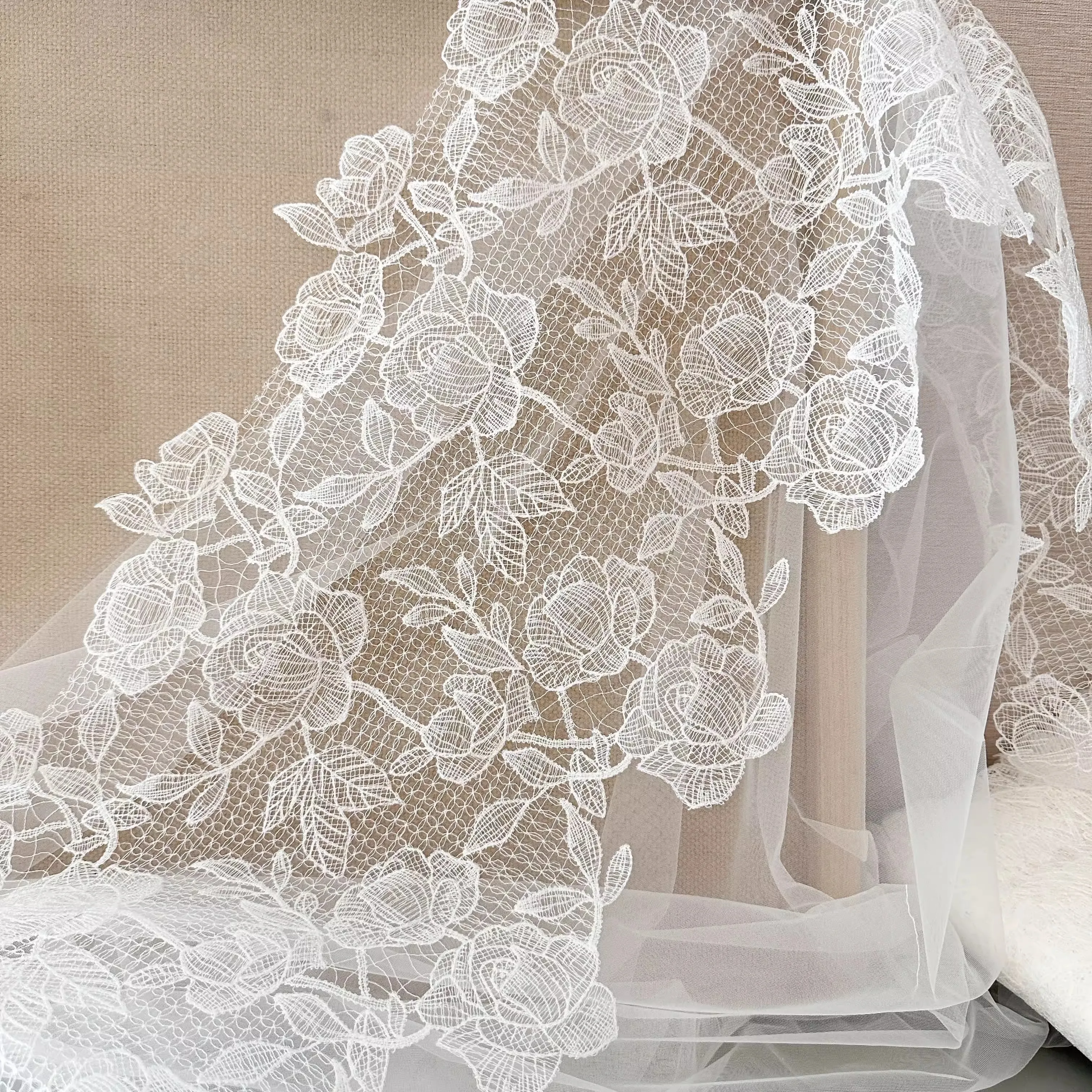 Exquisite day single fish silk thread hollow-out veil wedding dress Lace handmade diy accessories dress accessories