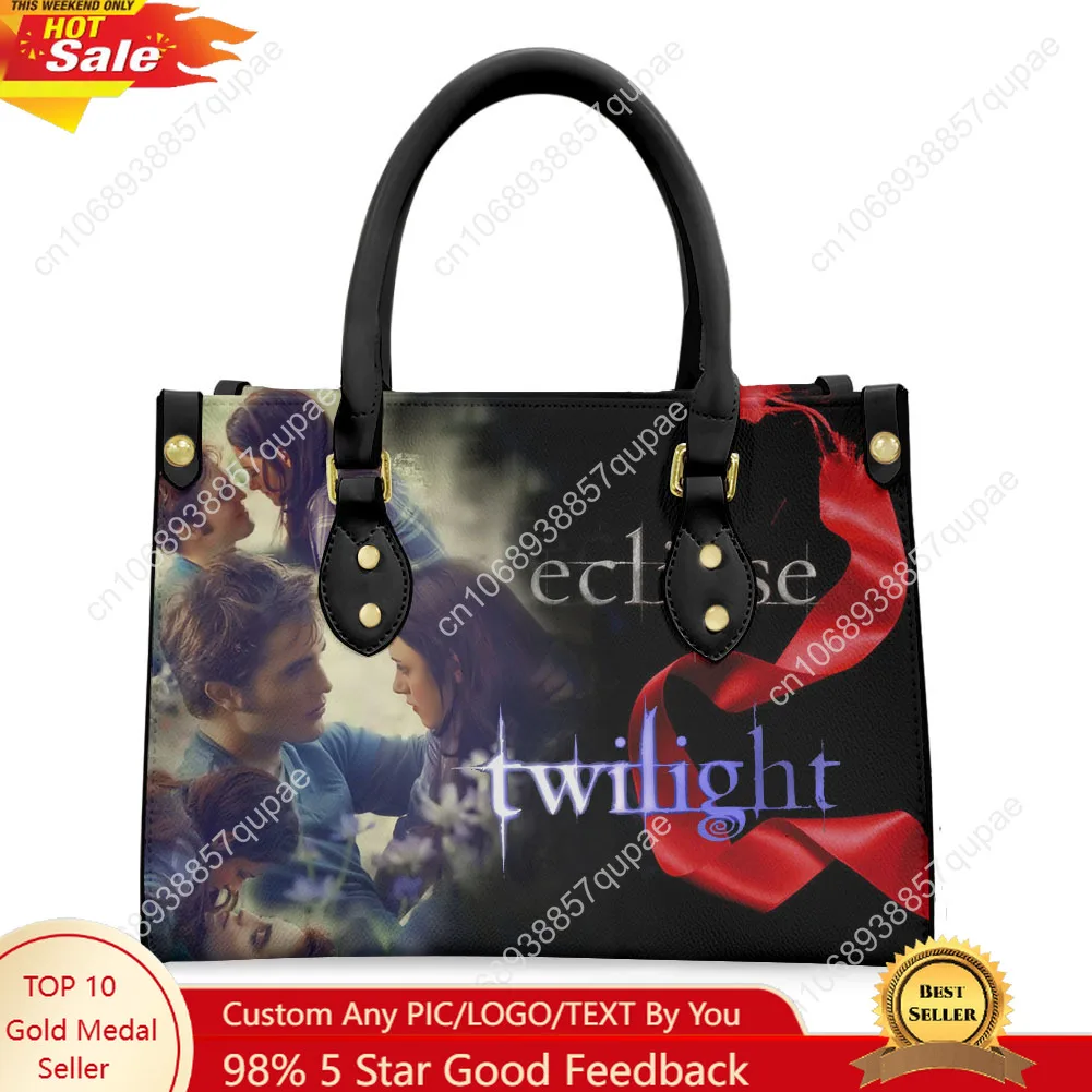 Twilight Classic Movie Edward Bella Tote Bag Purse Womens Mens Text Image PU Leather Handbag Business Shopping Gift Bags