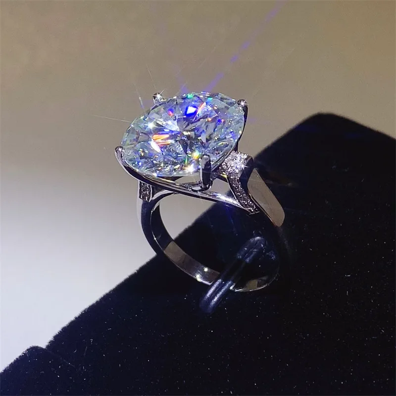 1/2/5/10 Carat Brilliant Moissanite Rings for Women High Grade S925 Silver Moissanita Lab Diamond Wedding Ring Fine Jewelry GRA