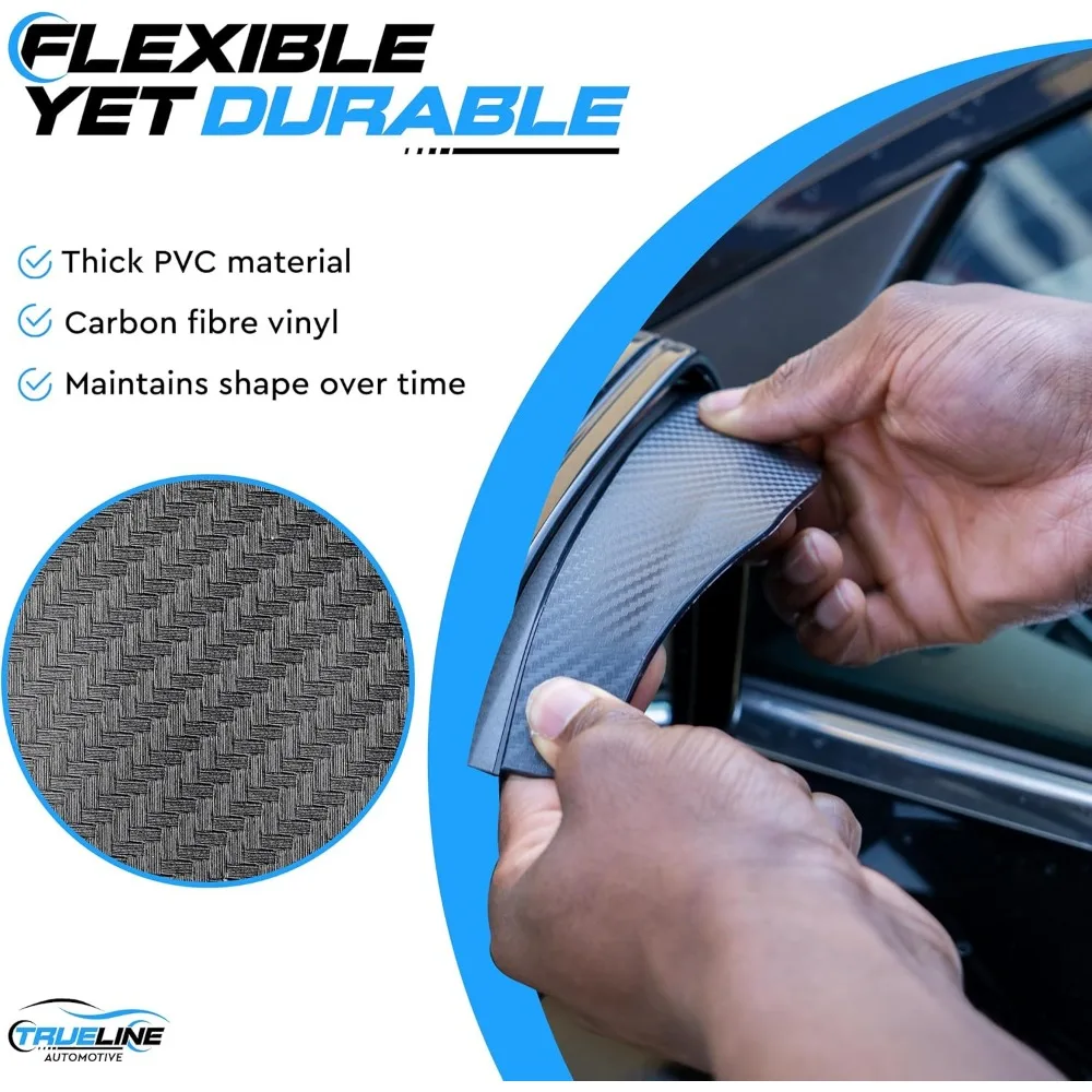 True Line Automotive 2 قطعة واقي المطر بمرآة جانبية - غطاء مرآة الرؤية الخلفية من ألياف الكربون - ملحقات خارجية للسيارات للدكتور #3