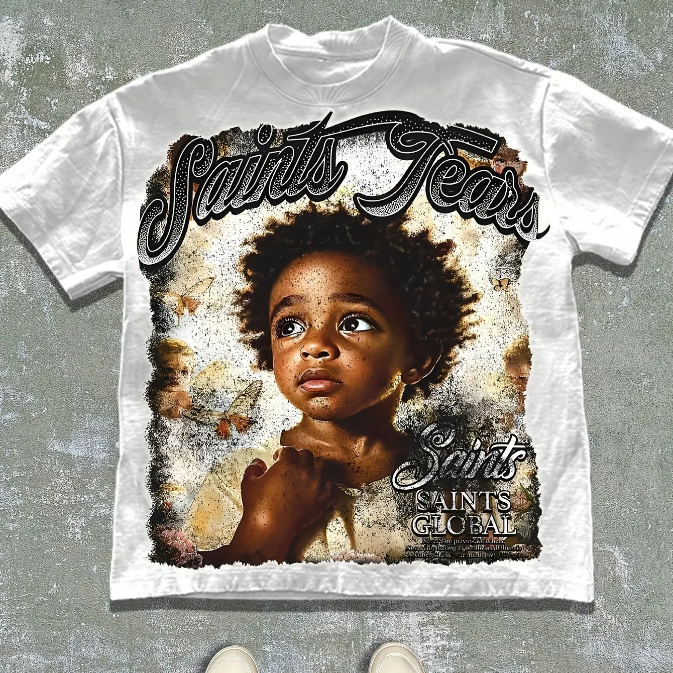 تي شيرت جرافيك للرجال من Saints Tears ثقيل الوزن 180gsm من القطن ملابس الشارع الشهير تي شيرت مريح مناسب بياقة دائرية لأحداث الكنيسة الهيب هوب