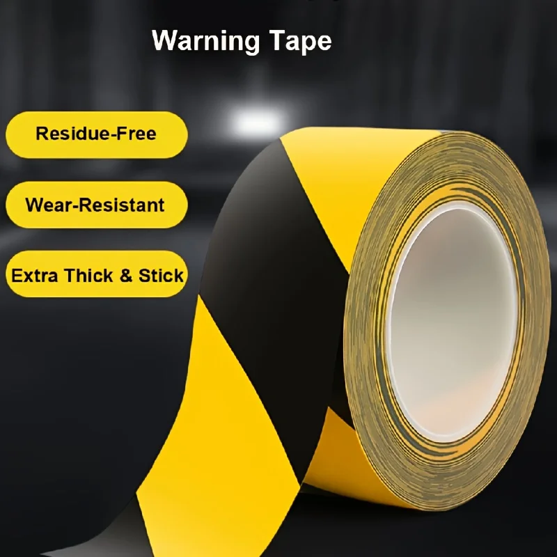 Black Yellow Striped Warning Tape PVC Safety Caution Tape Waterproof Anti-Corrosion Hazard Barrier Tape for Indoor Outdoor 18M