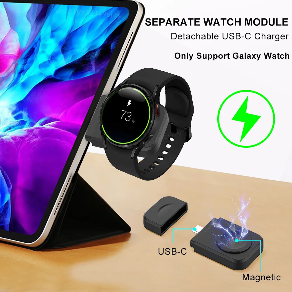 Wireless Charger 3 in 1 For Galaxy Watch 5/5 Pro/4 Fast Charging Station For Samsung Galaxy S23 S22 S21 Foldable Charger Stand