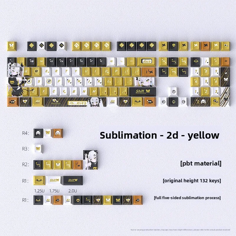 Anime Keycaps 132 Keys Original Profile PBT Dye-Sublimation Custom Full Set for Mechanical Keyboard