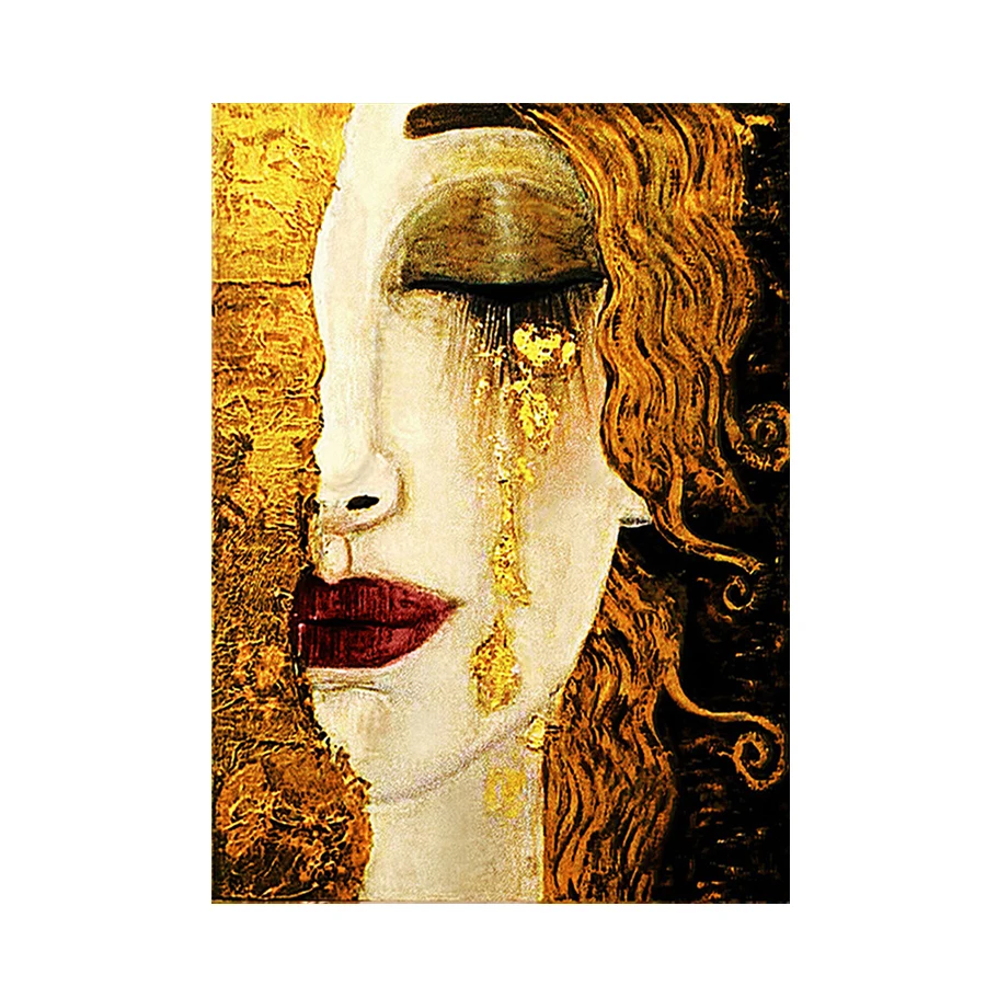 Diamond Embroidery Famous Art Golden Tears Full Square Round Diamond Mosaic Rhinestones Art Painting Cross Stitch Wall Decor