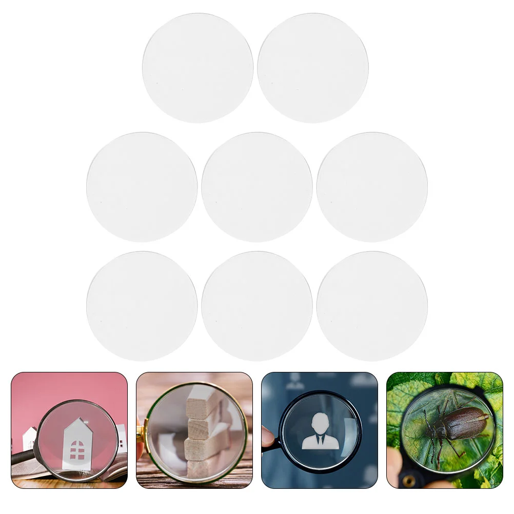 8 Pcs Lenses Physics for Laboratory Magnifier Magnifying Glasses Tool Round Convex Optical