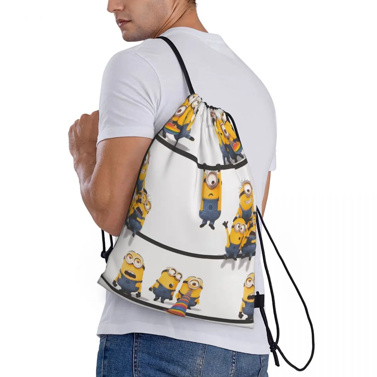 مخصص M- التوابع الرباط أكياس الرجال النساء طوي الرياضة الصالة الرياضية Sackpack لطيف الرسوم المتحركة التدريب تخزين الظهر