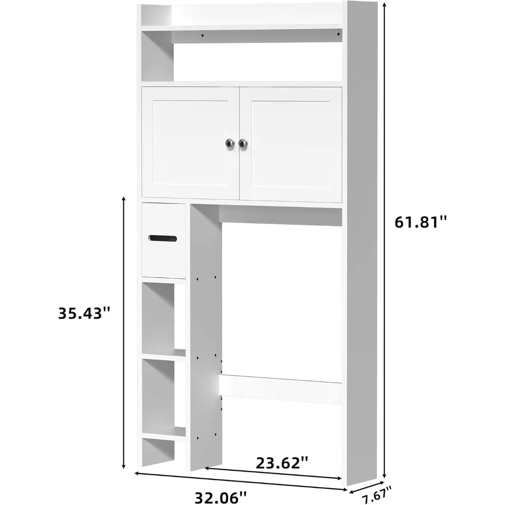 Armario de baño con estantes laterales, organizador de almacenamiento de baño, estante de almacenamiento de inodoro que ahorra espacio