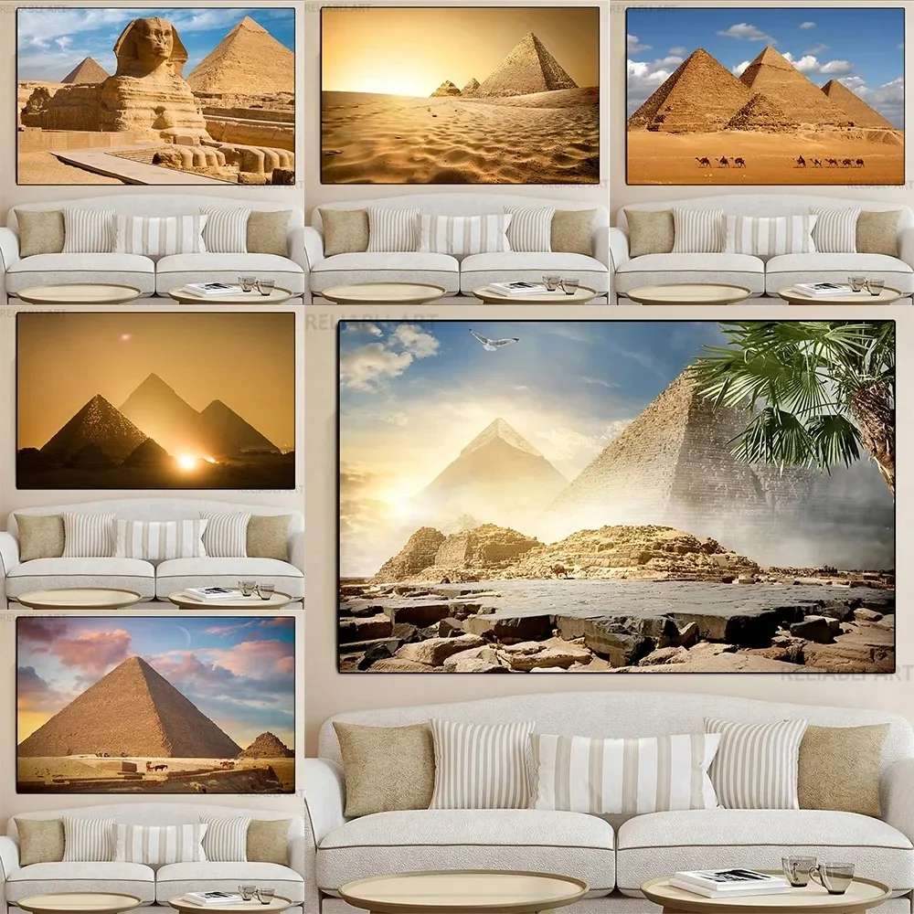 Ancient Civilization Egyptian Pyramids Canvas Painting Wall Art Landscape Posters and Prints for Living Room Home Decoration