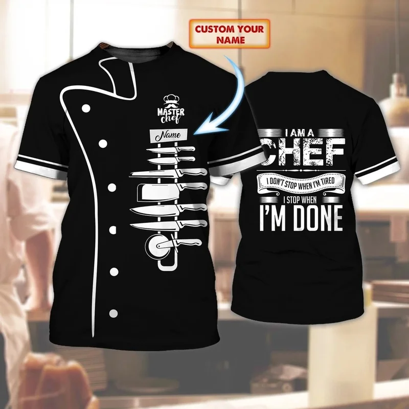1 Piece Custom Your Picture Summer  T Shirt Custom Name Master Chef 3D All Over Printed Mens Short Sleeve O-Neck Unisex Casual S