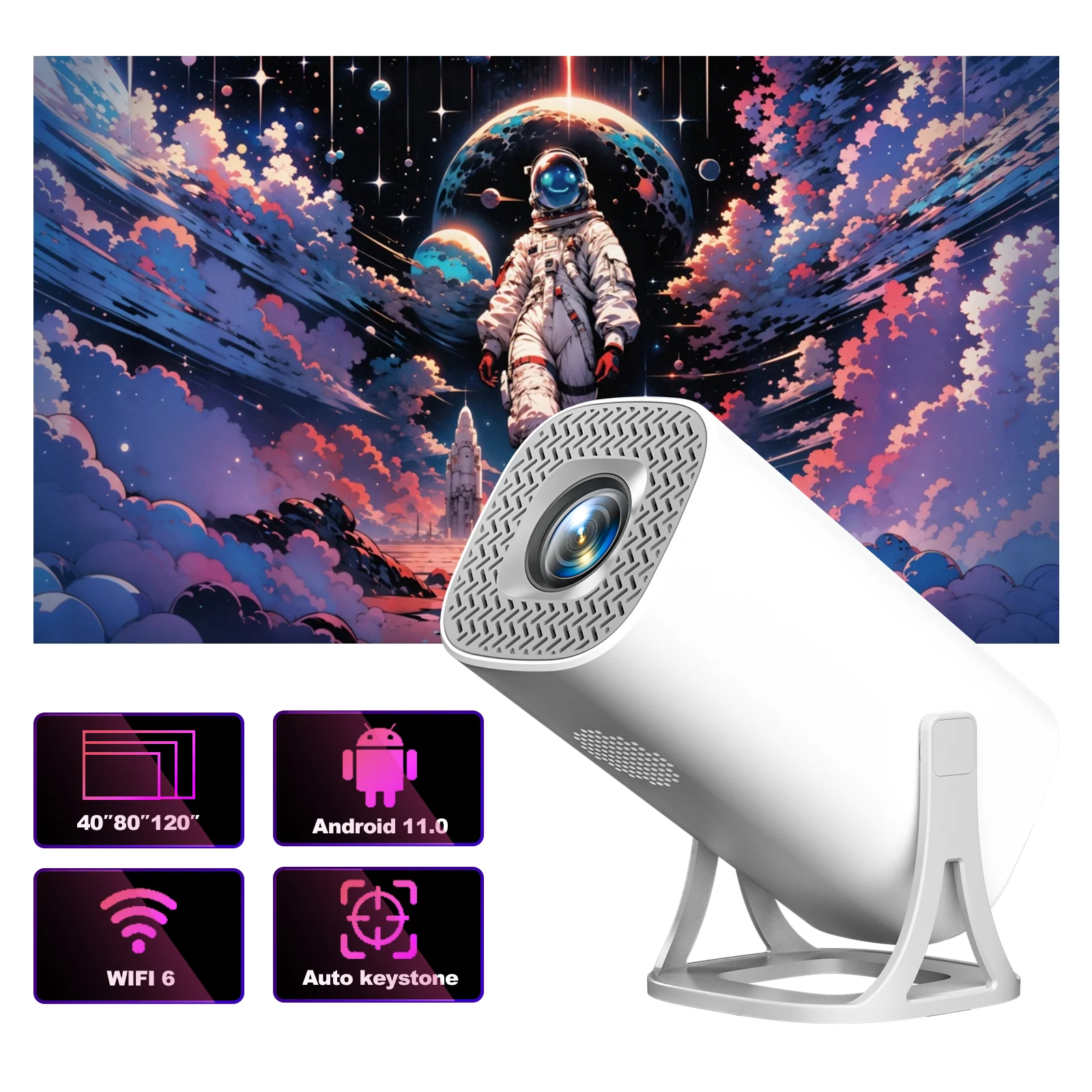 TOPSION S40 Smart Android 11 Mini Projector WIFI6 Support 4K 1080P BT5.0 Projector 1280*720P Home Cinema Portable Projector