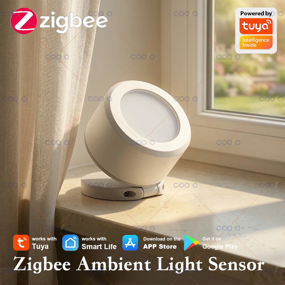 Sensor de Luz Ambiental Inteligente Tuya Zigbee, Detector de Iluminación y Brillo, Monitoreo de Cambio de Luz para Smart Life Z2M, Requiere Gateway