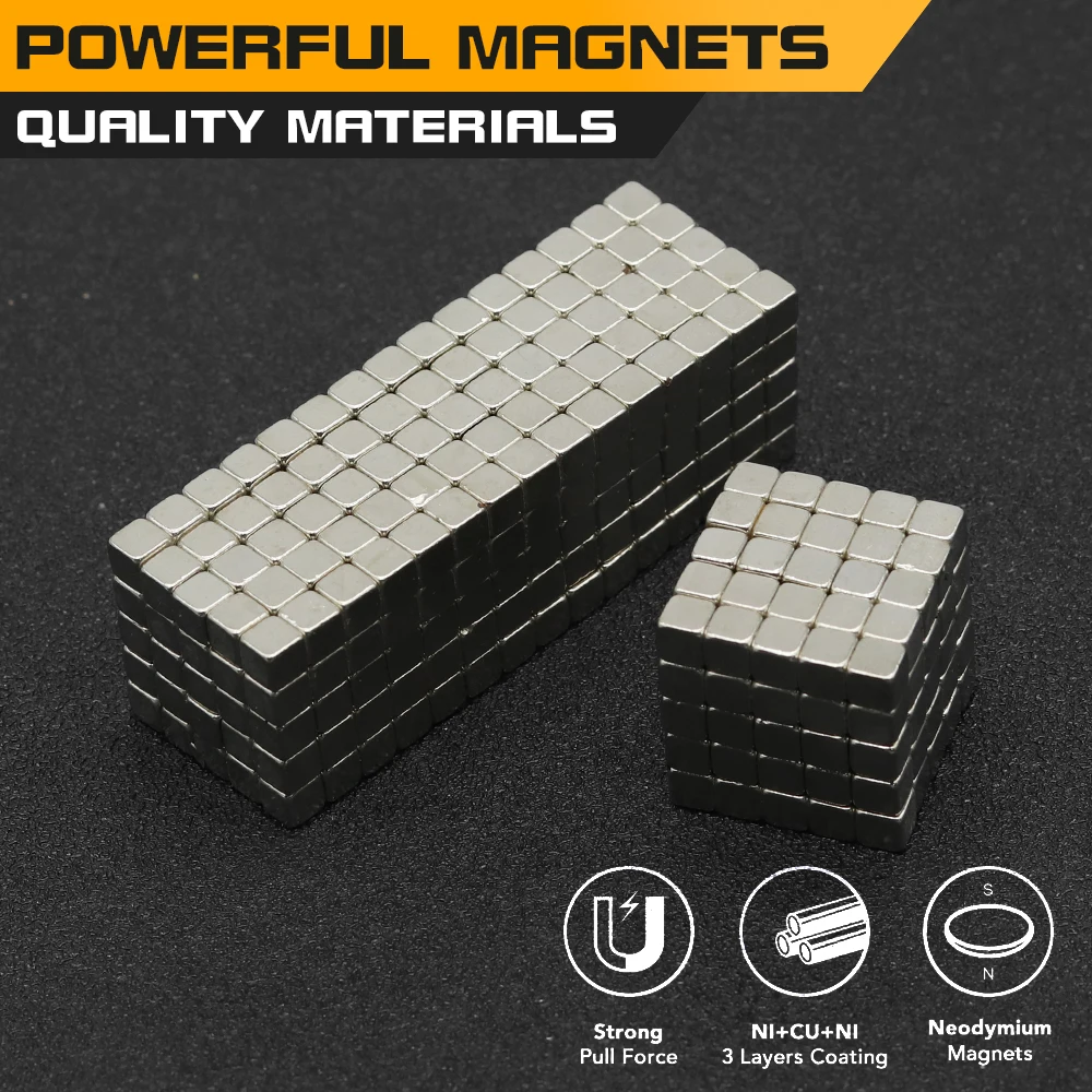 5 ~ 1000 Stuks 5x5x5mm N35 NdFeB Blokmagneet Super Krachtige Neodymium Magneten Sterke Permanente Magnetische imanes Schijf 5*5*5