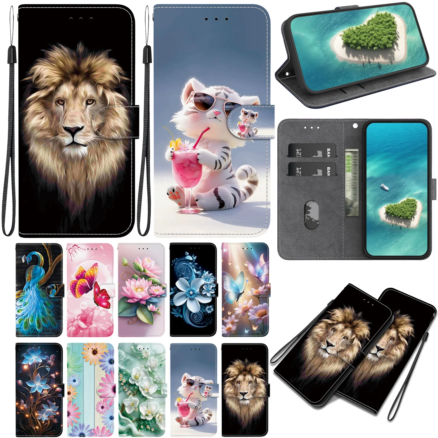 Stand Flip Wallet Case for Xiaomi Redmi 15 15C 4G 5G 6 6A 7 7A 8 8A 9 9A 9C 10A 10C 11A 10 2022 Flip Painted Pattern Wallet Case