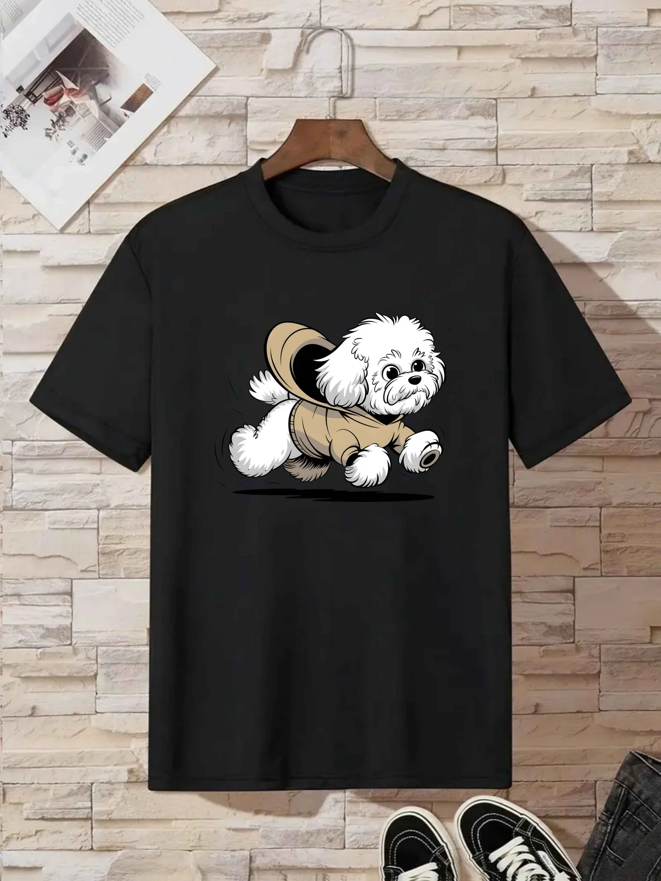 Sports Puppy Print Pattern Outdoor Indoor Daily Casual Comfortable Fashionable Children's Short Sleeved Parent-child T-shirt