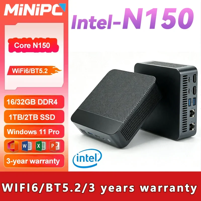ミニオフィスコンピューター-windows-11-コンピューター-pc-wifi-6-スタディコンピューター-intel-n150-小型ミニpc-16gb-32gb-ram-1tb-ssd-ポケットpc