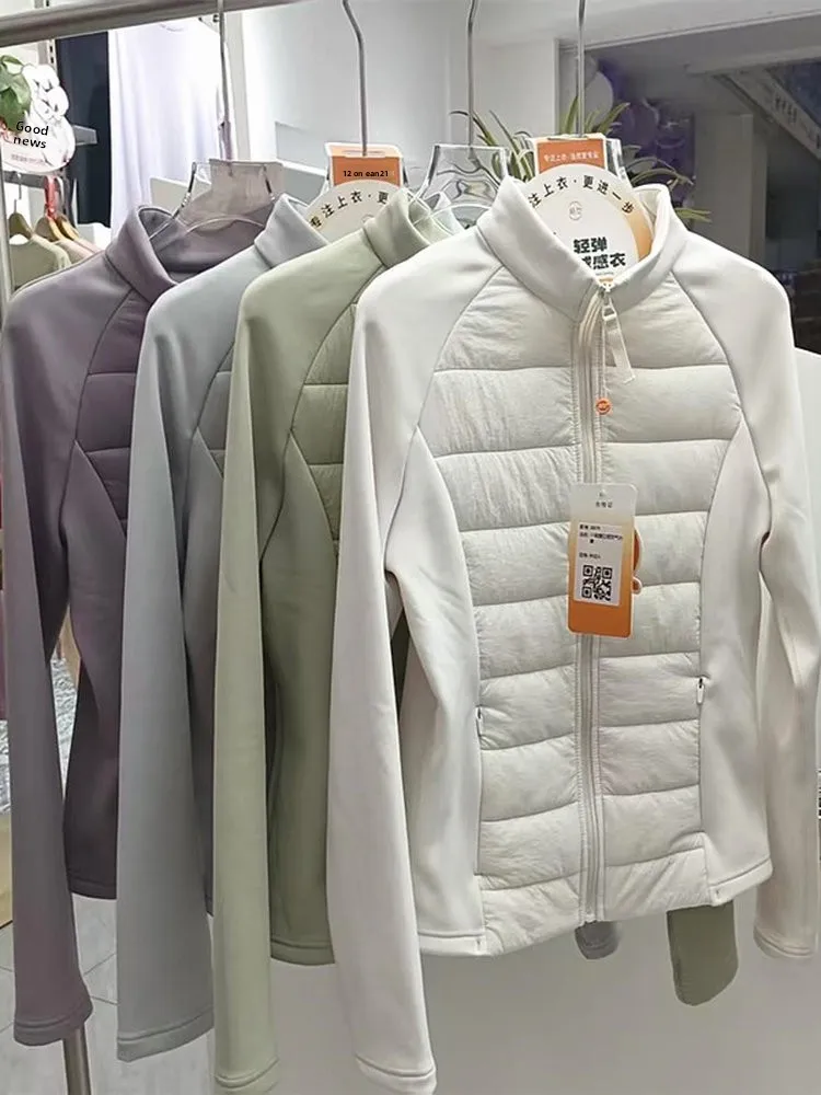 

Jie Ye Winter New Sle Women's Long Sve Wool Slim Fit Cotton Jaet Lightweight Coat Stand Collar Thin Waist Cotton Clothes