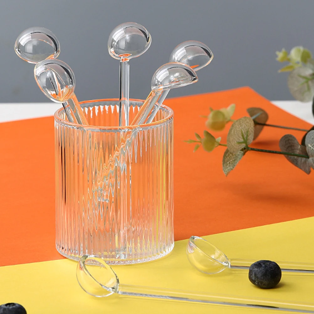 

8Pcs Coffee Spoons Glass Clear Espresso Spoons Practical Home Party Use Glass Coffee Cup Spoon Convenient Dessert Spoon