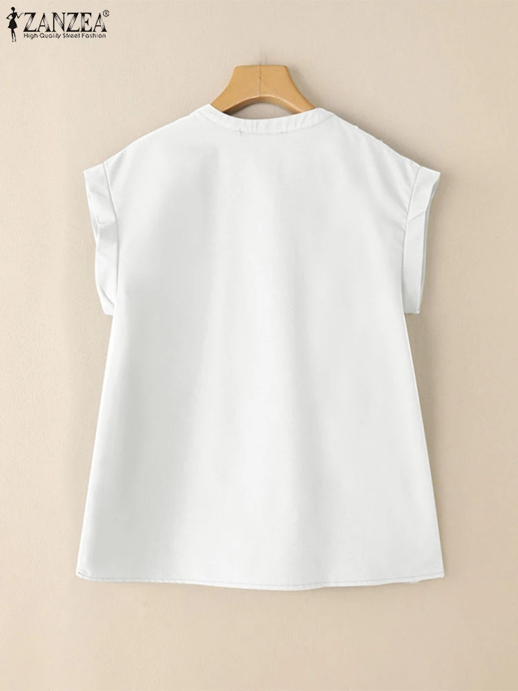 2025 letnia bluzka bez rękawów ZANZEA damska elegancka koronkowa patchworkowa koszula moda wakacyjne podkoszulki Casual O Neck praca Blusas