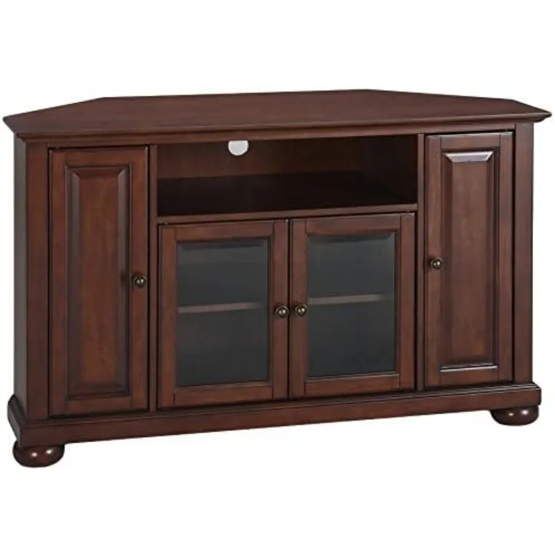 حامل تلفزيون Crosley Furniture Alexandria Corner لأجهزة تلفزيون 50+ بوصة، مركز ترفيه مع أرفف تخزين، ماهوجني عتيق