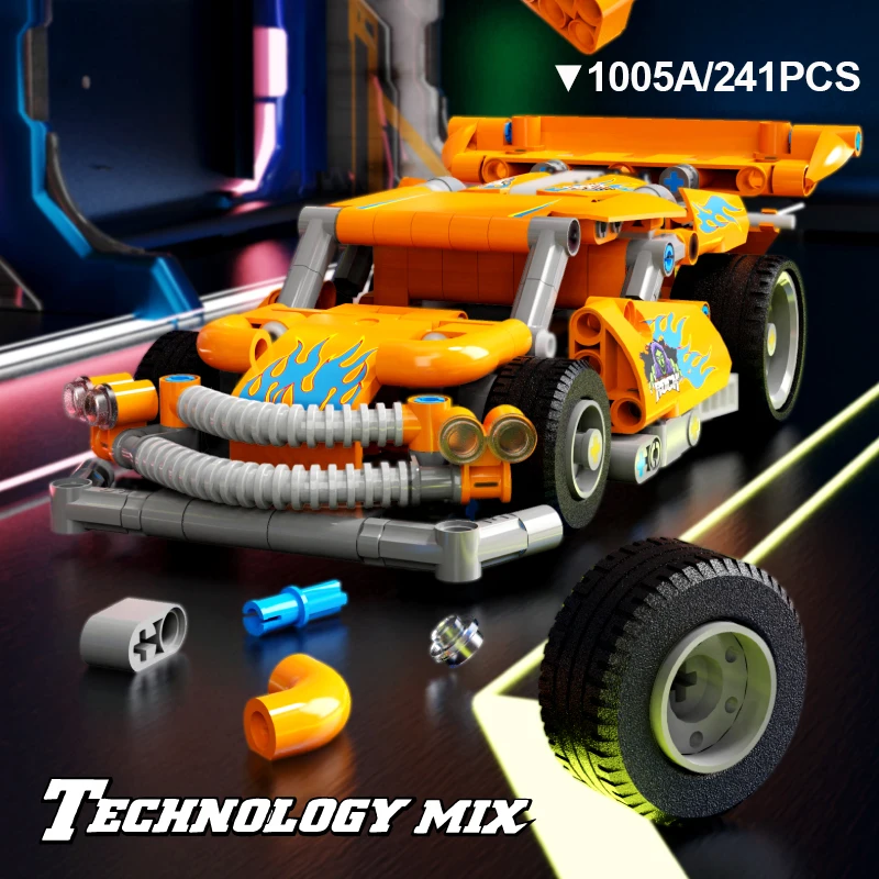 Technical Monster Racing 2 In 1 Pull Back Car Racer MOC Truck DIY Building Blocks Kids Auto Toys For Bricks SuperCar Xmas Gifts