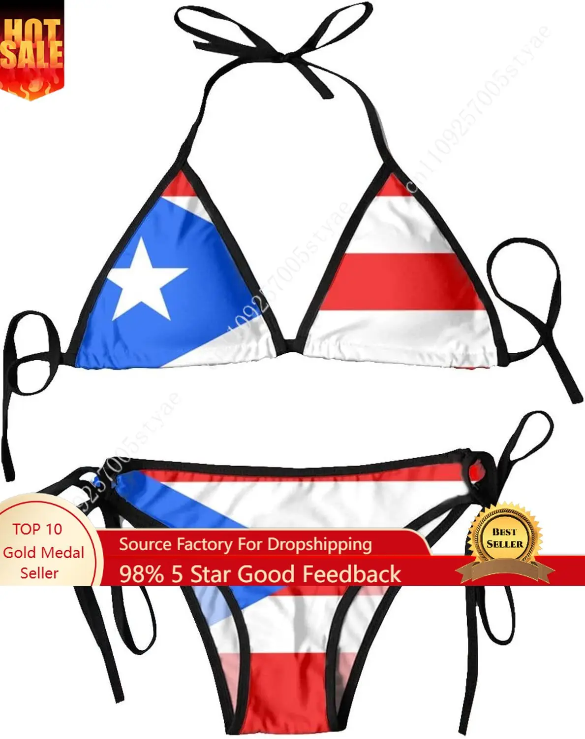 

Puerto Rico Flag Bikini Women Sexy Swimsuits Set Fashion Bikini Swimwear Bathing Suits Cute Two Piece Underwear Bra Sets