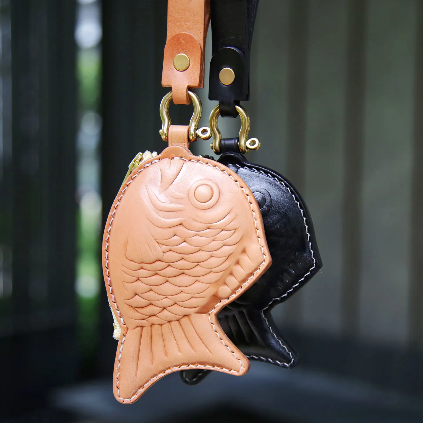 Handmade Red Snapper Fish Bag Charm Japanese Retro Leather Coin Purse Small Storage Bag Keychain Decoration