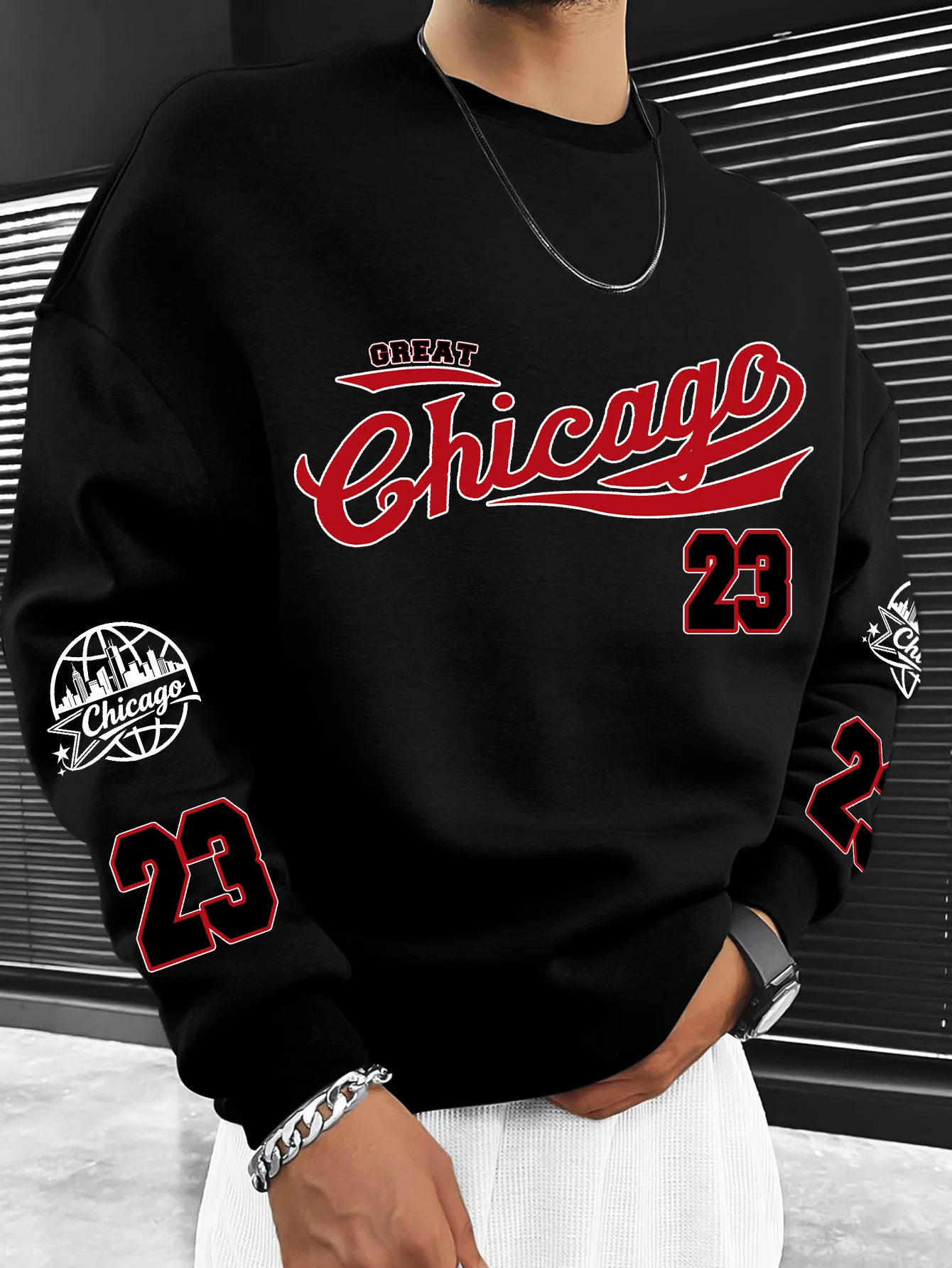 Chicago style printed adult hoodie, suitable for party, casual, and campus wear，S-XXL