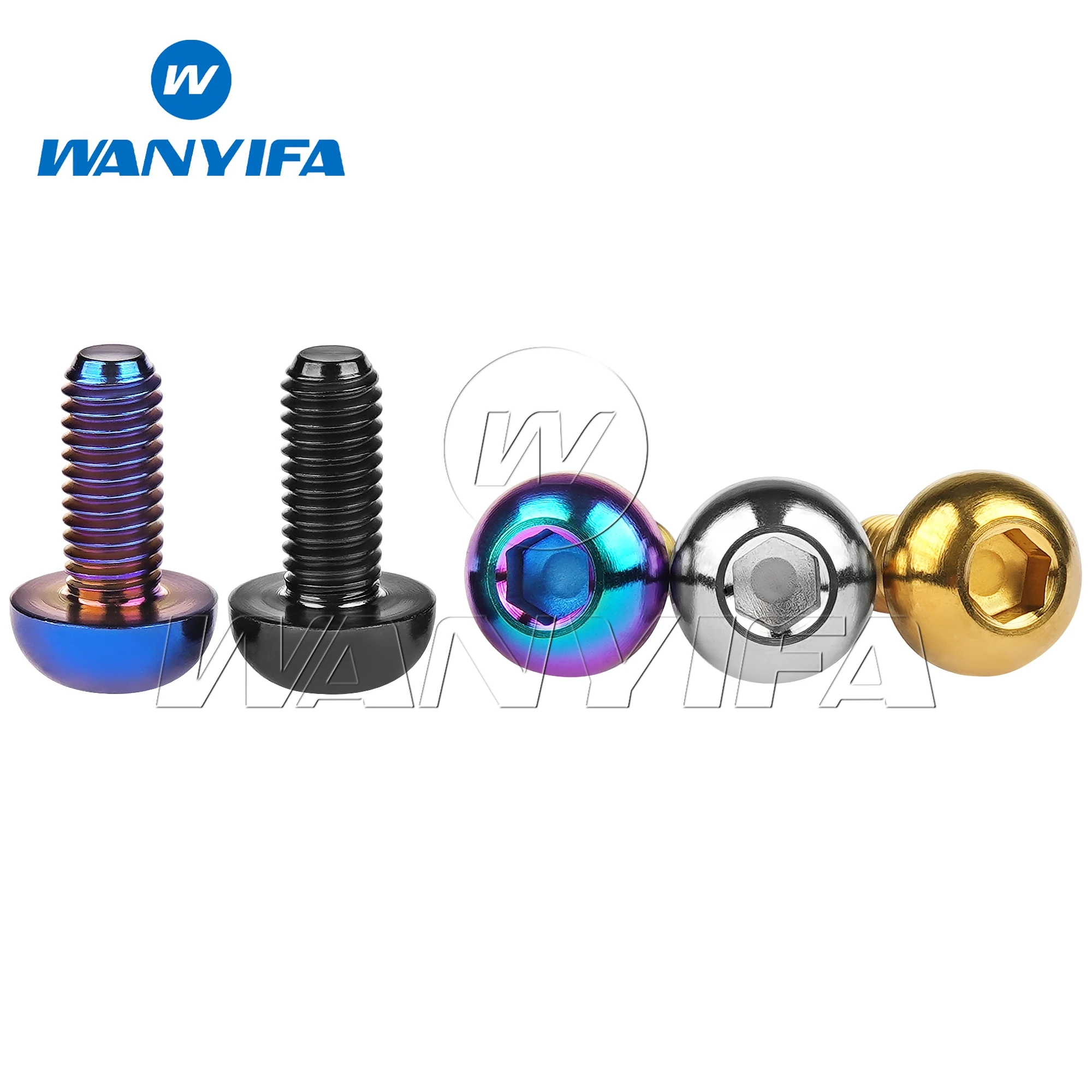 Wanyifa Titanium Ti Bolts M5 x 12mm Round Head Water Bottle Cage Holder Screw Hex Scoket