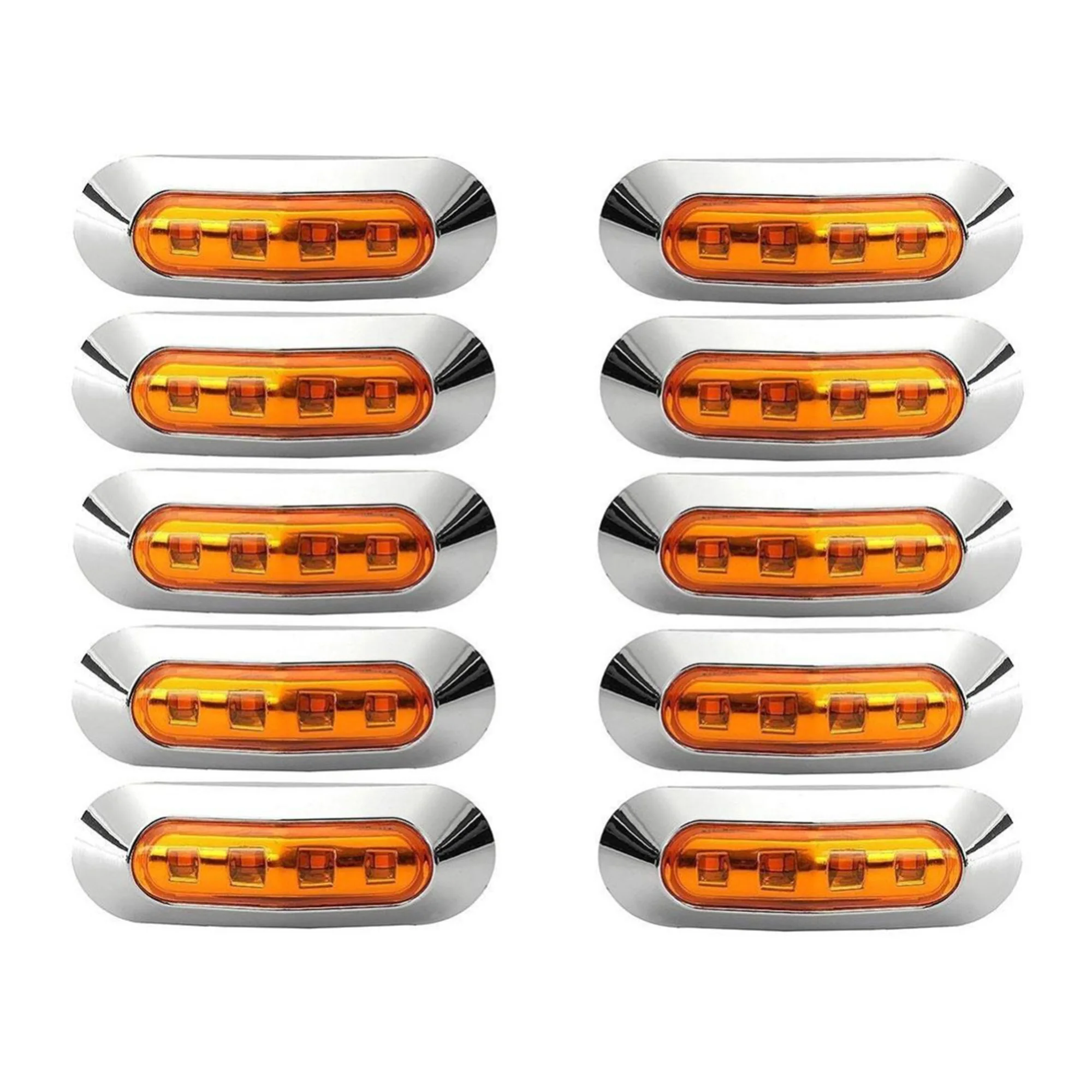Amber 4 LED Front Rear Interior Tail Light Warning Turn Indicators  Side Marker Lights for Auto Truck Boat