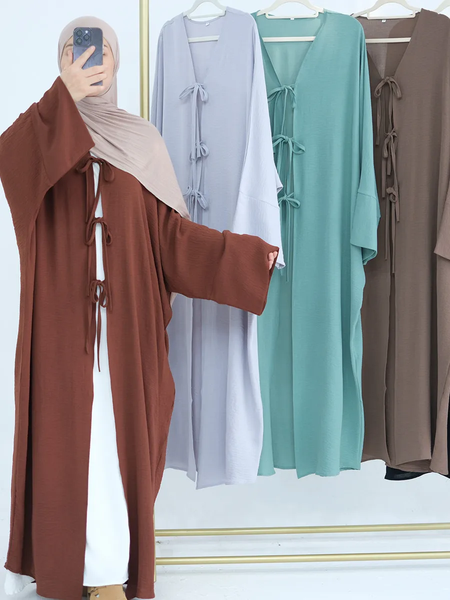 Mulheres muçulmanas dubai turco abaya eid vestido longo sólido quimono cardigan modesto ramadan oração robe kaftan femme islam roupas