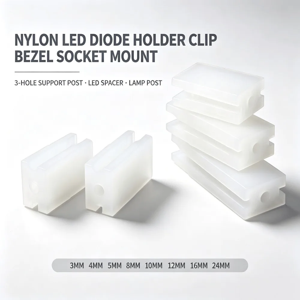 200/500Pcs White Nylon LED Holder Clip Bezel Socket 3-hole Support Post LED Spacer Lamp Post Mount 3mm-24mm LED Diode Bracket