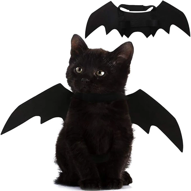 Fledermausflügel für Hunde und Katzen für Halloween-Party-Dekoration, Haustierhalsband führt Cosplay-Fledermauskostüm, niedliches Anziehzubehör für Welpen und Katzen