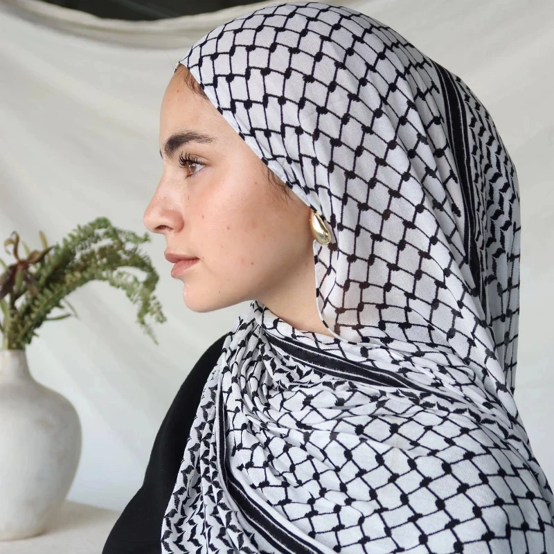 2024 nuova palestina sciarpa Keffiyeh donne stampate Chiffon Hijab fascia foulard Headwrap scialle lungo delle donne musulmane 180*70cm