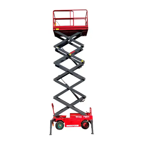 Plataforma Elevatória Hidráulica Móvel Tipo Tesoura para Carga de 500kg, Elevação de Trabalho Aéreo com Altura de Elevação de 4M, 6M, 8M, 10M, 12M, 14M, 16M, 18M para Construção