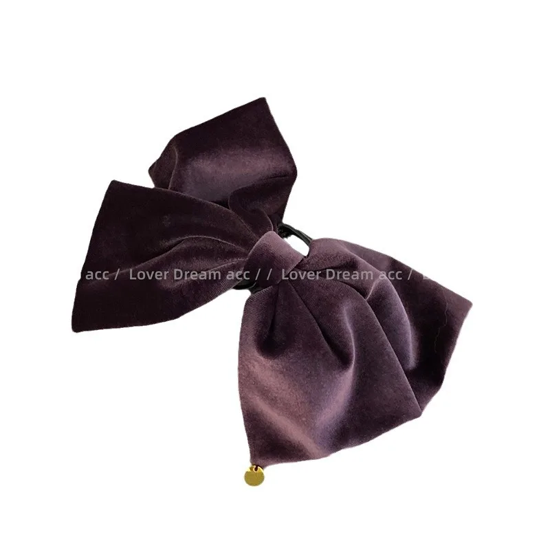 Korean Autumn and Winter New Gold Logo Velvet Bow Shark Clip Barrettes Retro Premium Grip Hair Clip Hair Accessories