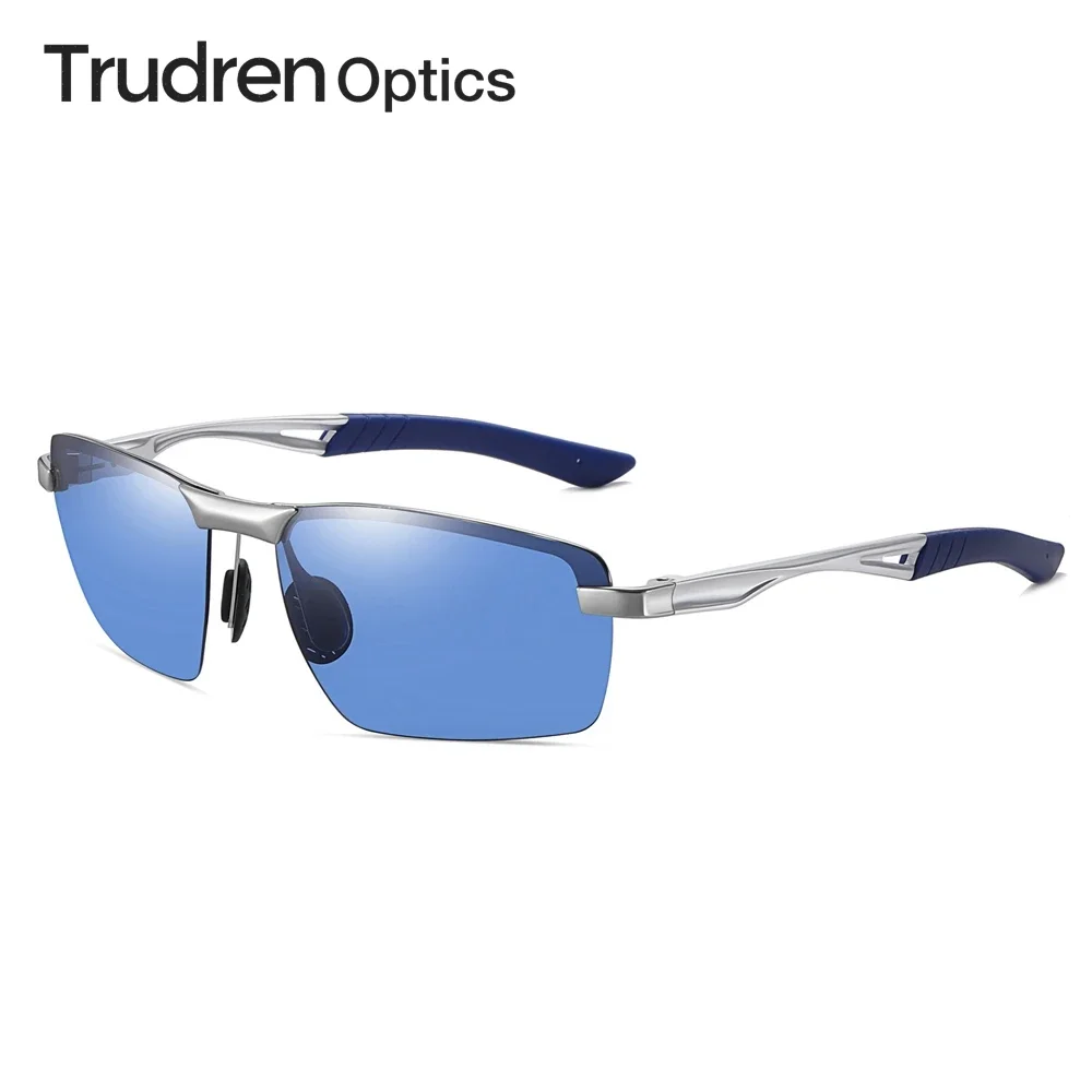 Trudren New Style Outdoor Sports Polarized Sunglasses Semi-rimless Rectangle Metal Sunglass for Men Fishing Sun Glasses 1719