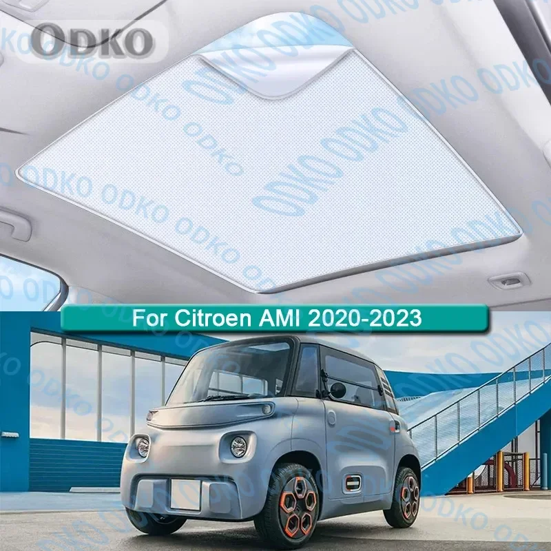 

Car Electrostatic Adsorption Sunroof Sunshade Skylight Blind Shading Sticker Accessory Roof Sunshade For Citroen AMI 2020-2023