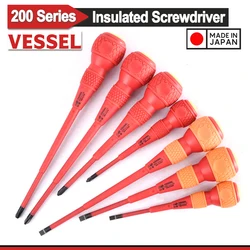 VESSEL VDE Ball-Grip Insulated Screwdriver for Electrician Repair Screwdriver Suitable for Phillips and Slotted Screws  NO.200