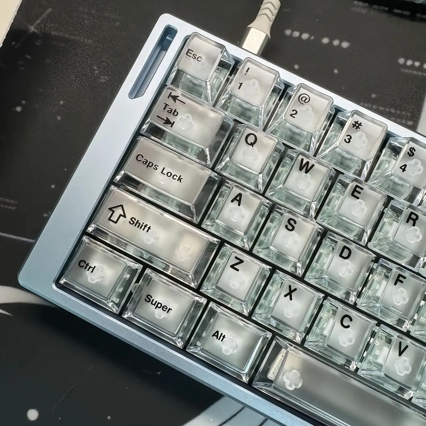 Fog Transparent Engraved Keycaps PC Transparent Top Matte Cherry Highly Transparent Mechanical Keys 61 68 75 87 98 104 108 Keys