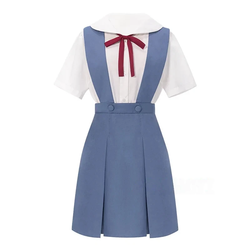 Rei ayanami cosplay traje asuka langley soryu cosplay feminino uniforme escolar vestidos peruca grampos de cabelo halloween loli roupas
